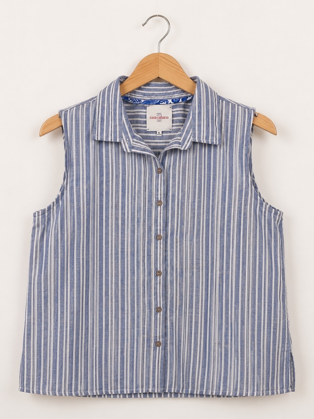 Casa Cabana Linen Blend Button Down Shirt Top XL